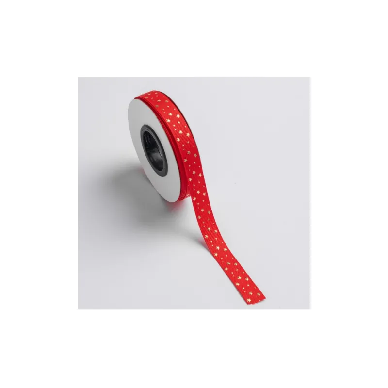 Kyriacou - Κορδέλα Gros 15mmX25M, Ανάγλυφη Μεταλλική, Stars, Red/Gold JGROXSM1STA02-X15X25-7081XX