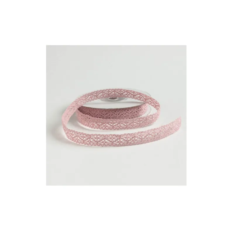 Kyriacou - Κορδέλα Δαντέλα 12mmX10M, Pink Old JLACXXXX-X12X10-21XXXX