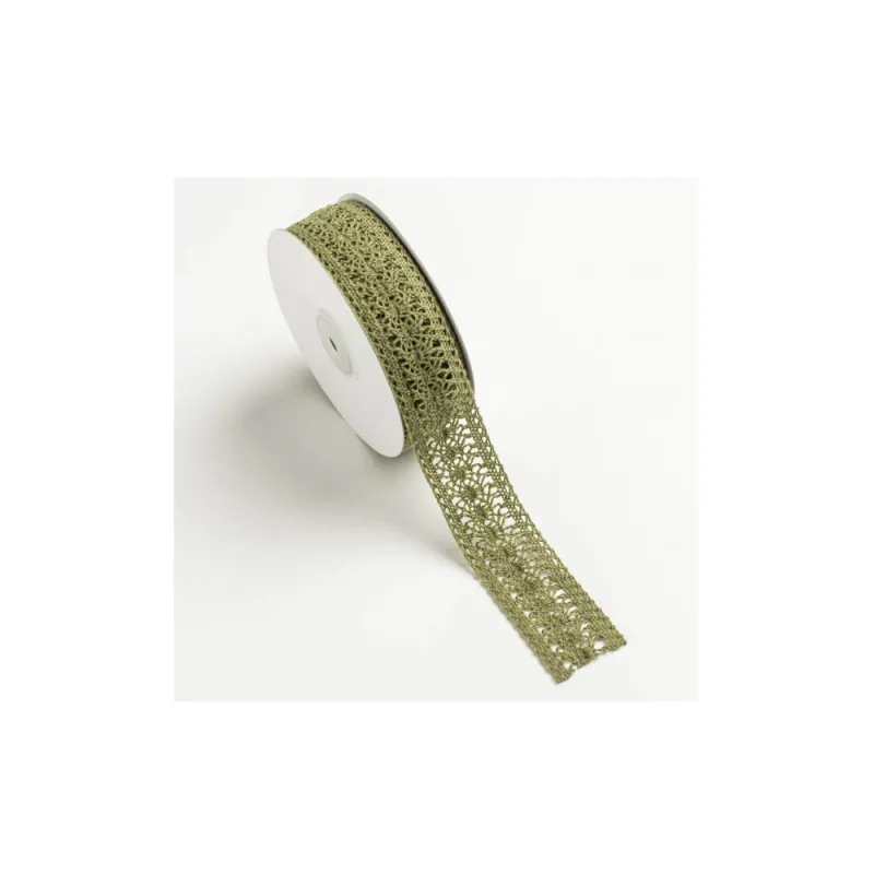 Kyriacou - Κορδέλα Δαντέλα 32mmX10M, Green Olive JLACXXXX-X32X10-64XXXX
