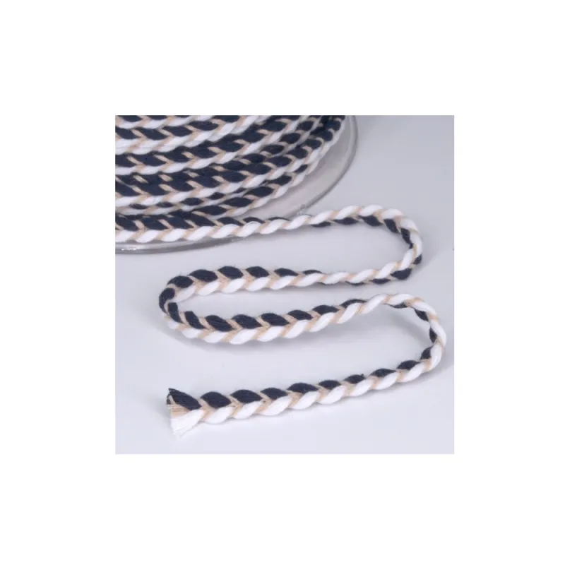 Kyriacou - Κορδόνι Βαμβακερό Πλεξούδα 8mmX20M White-Blue KOR3CXXX-XX8X20-0144XX
