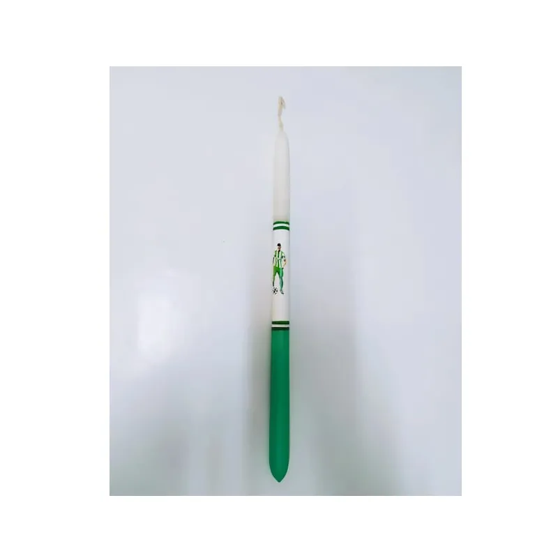 Λαμπάδα Άσπρη-Πράσινη - Στρογγυλή Με Ποδοσφαιριστή L0068