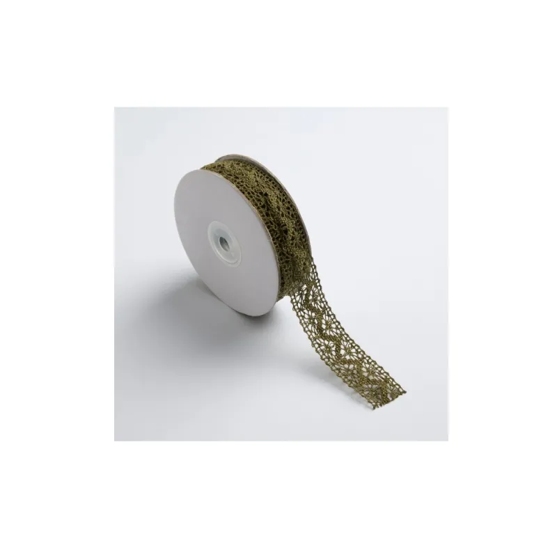 Kyriacou - Κορδέλα Δαντέλα 22mmX10M, Green Olive LACXXXXX-X22X10-64XXXX
