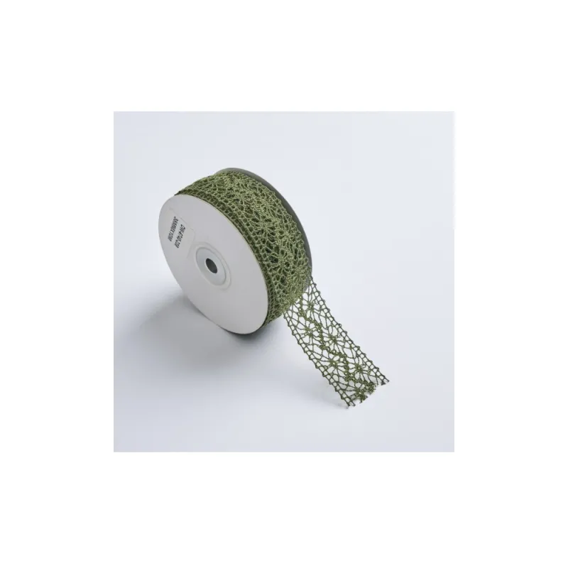 Kyriacou - Κορδέλα Δαντέλα 38mmX10M, Green Olive LACXXXXX-X38X10-64XXXX