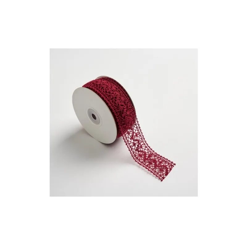 Kyriacou - Κορδέλα Δαντέλα 38mmX10M, Burgundy LACXXXXX-X38X10-71XXXX