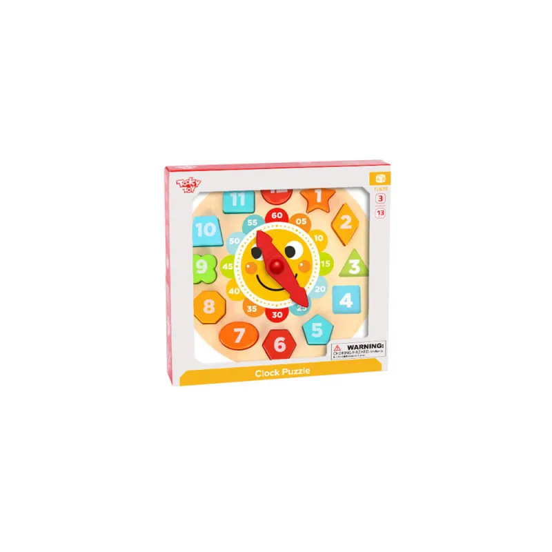 Tooky Toy - Ξύλινο Ρολόι Παζλ Σφηνώματα TL675