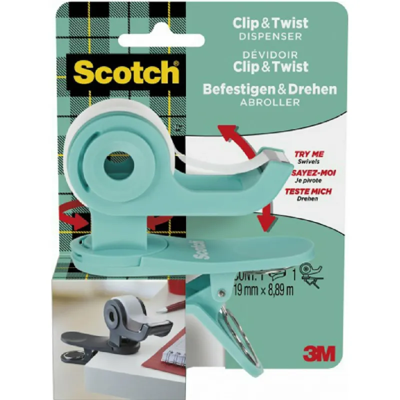 3M - Βάση Σελοτέιπ Scotch, Clip & Twist Βεραμάν + 1 Ταινία Magic 19mmX8.89m XA006511324