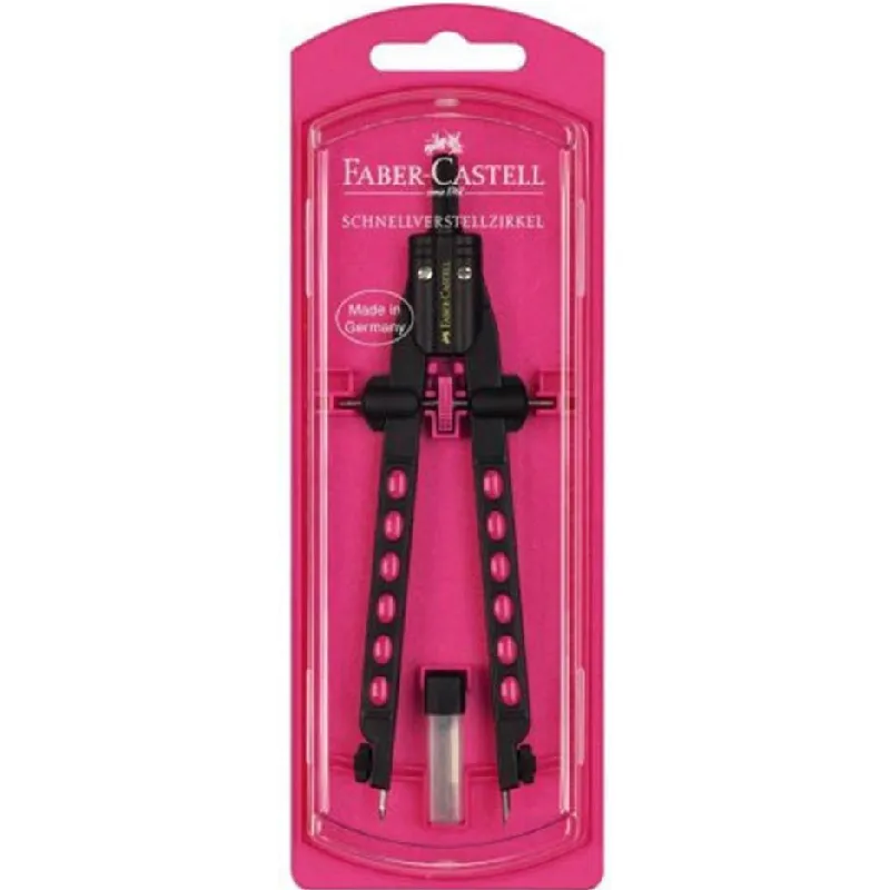 Faber Castell -  Διαβήτης Quick Set Compass Neon, Ροζ 174339