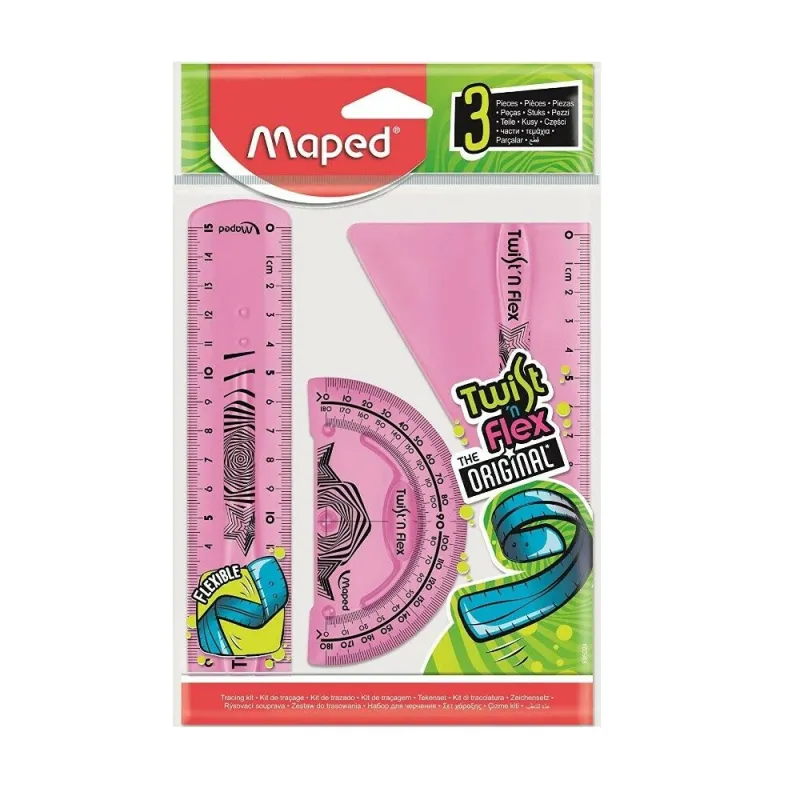 Maped - Σετ Γεωμετρικών Οργάνων Twist'n Flex Ροζ 15εκ. 895024