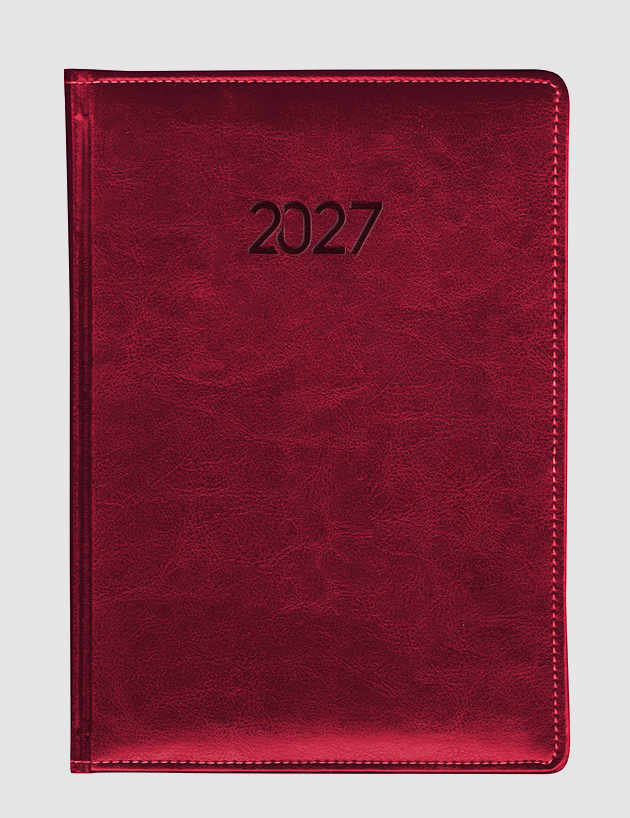 Υδρόγειος - Ημερήσιο Ημερολόγιο Leather P.U. 2027, Bordeaux 17x24 0442