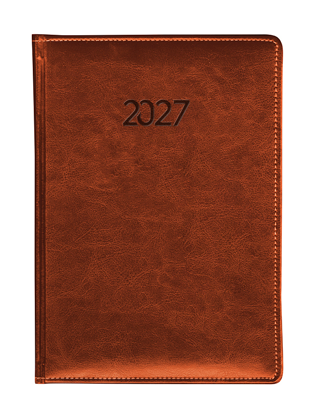 Υδρόγειος - Ημερήσιο Ημερολόγιο Leather P.U. 2027, Brown 17x24 0442