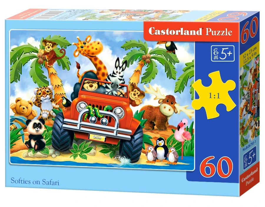 Castorland - Puzzle, Softies On Safari 60 Pcs 06793