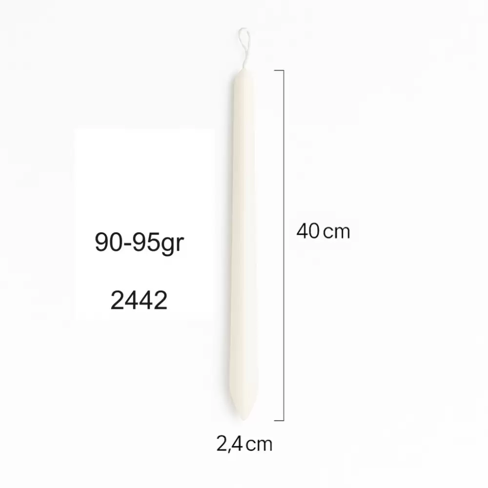 Dekor Candles - Κλασική Πασχαλινή Λαμπάδα Λευκή Απλή Φ2,2x40cm – 95gr (1 τεμ.) 08.0.2442