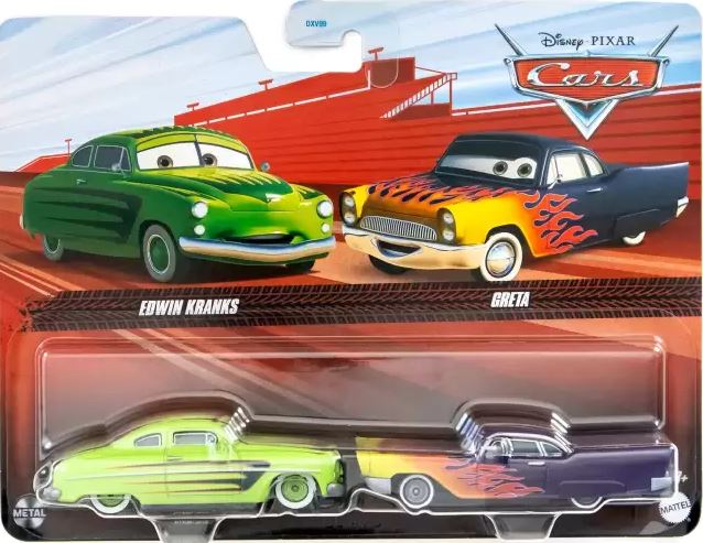 Mattel Cars - Σετ Με 2 Αυτοκινητάκια, Edwin Kranks & Greta HTX06 (DXV99)