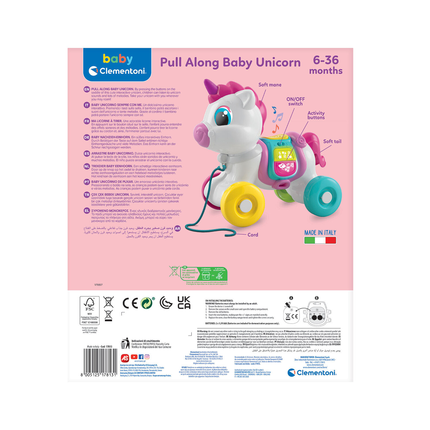 Baby Clementoni - Συρόμενος Μονόκερος 1000-17813