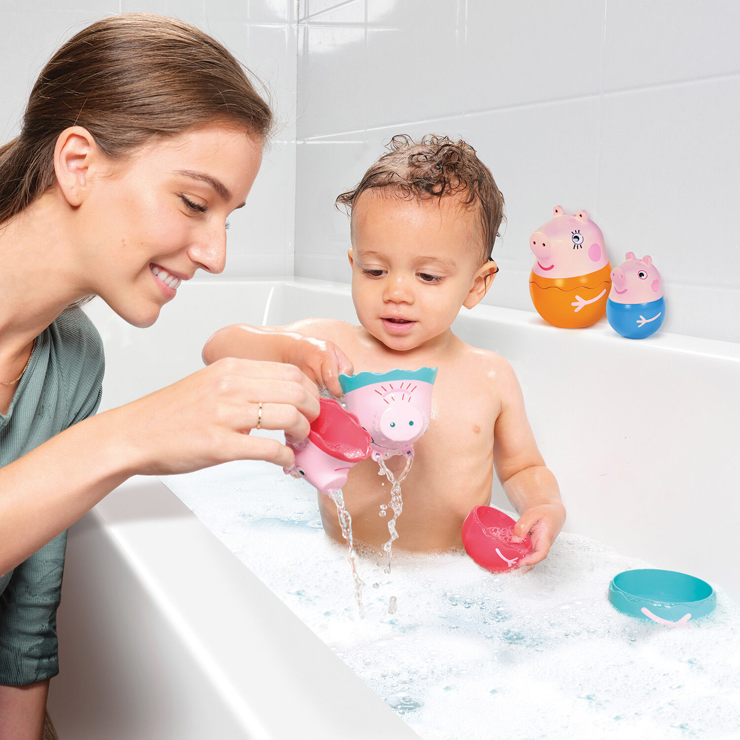 Tomy Toomies - Βρεφικό Παιχνίδι Μπάνιου Οικογένεια Peppa Pig στη Φωλιά 1000-73526