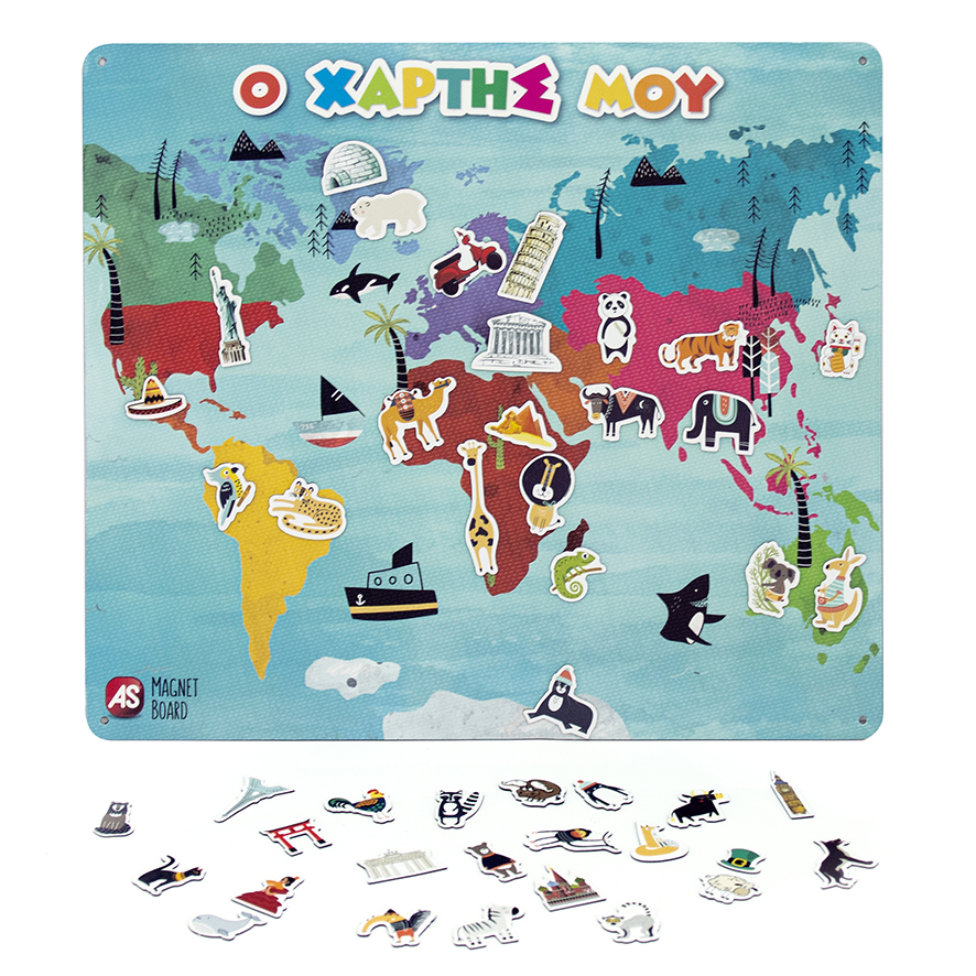 AS - Magnet Box Παγκόσμιος Χάρτης 45 Εκπαιδευτικοί Χάρτινοι Μαγνήτες 1029-64049
