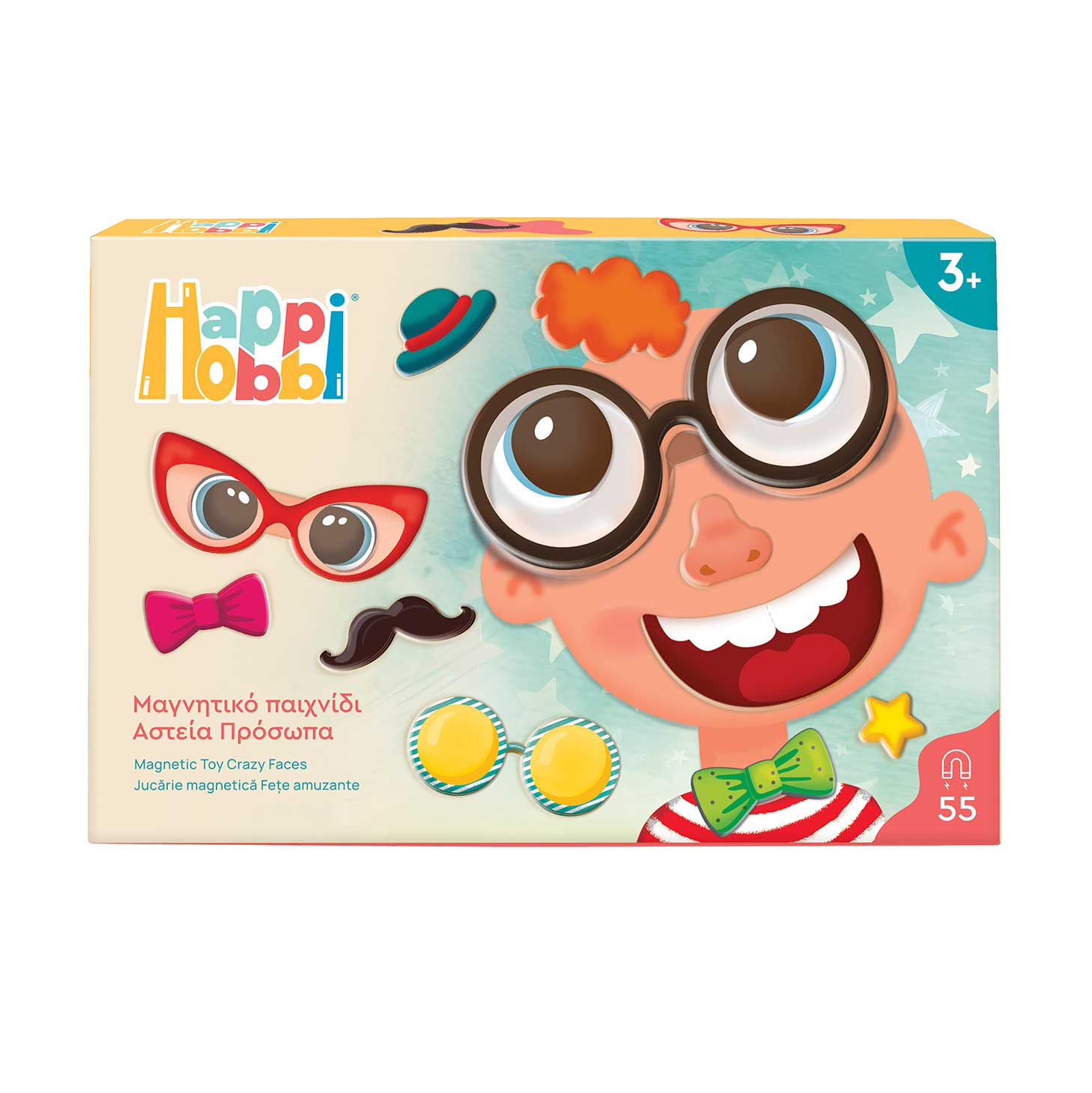 HappiHobbi - Αστεία Πρόσωπα 55 Εκπαιδευτικοί Χάρτινοι Μαγνήτες 1029-64079