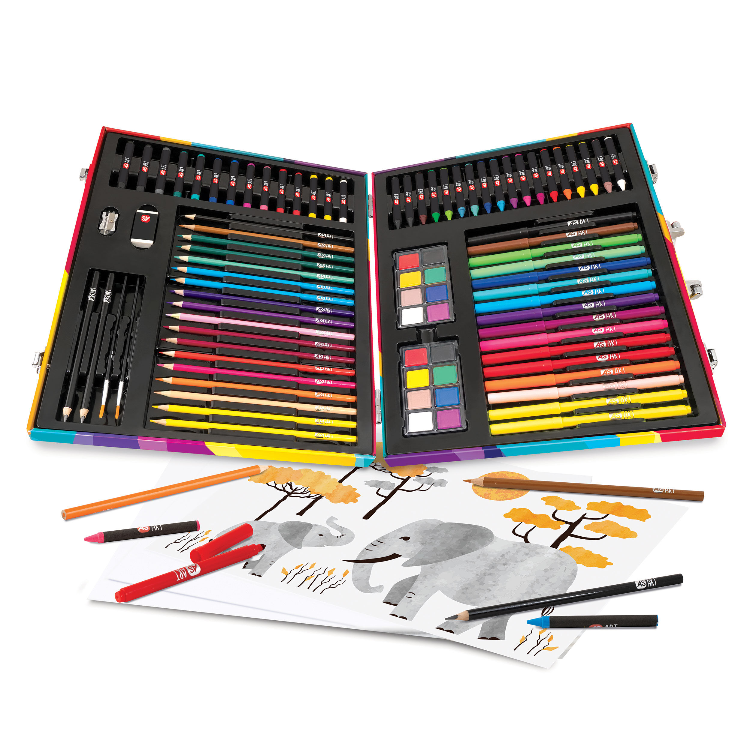 AS - HappiHobbi , Κασετίνα Ζωγραφικής Deluxe Rainbow Με 100 Αξεσουάρ 1038-82057