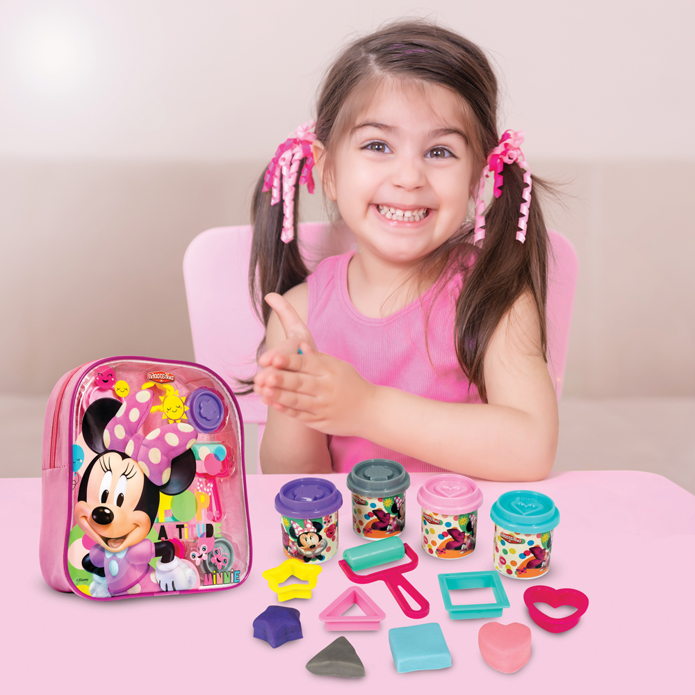 AS - Πλαστελίνη Disney Minnie Τσάντα Πλάτης Με 4 Βαζάκια - Καπάκια Καλουπάκια Και 5 Εργαλεία 1045-03574