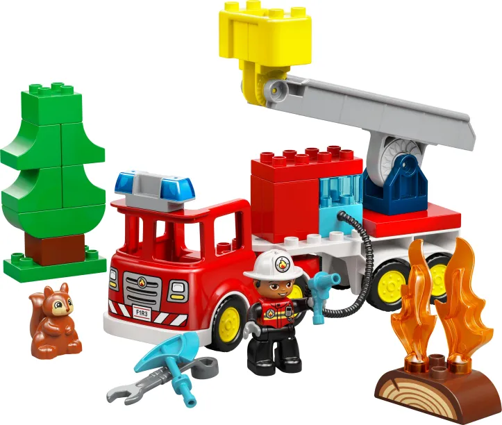 Lego Duplo -  Fire Truck With Hose And Firefighter 10473