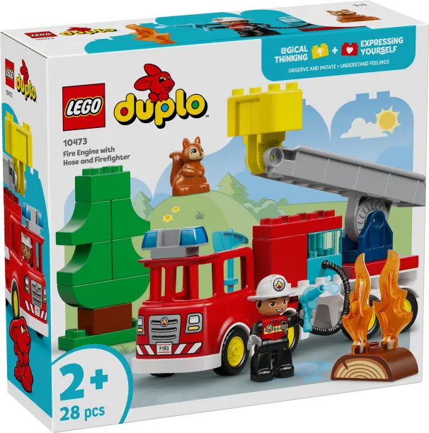 Lego Duplo -  Fire Truck With Hose And Firefighter 10473