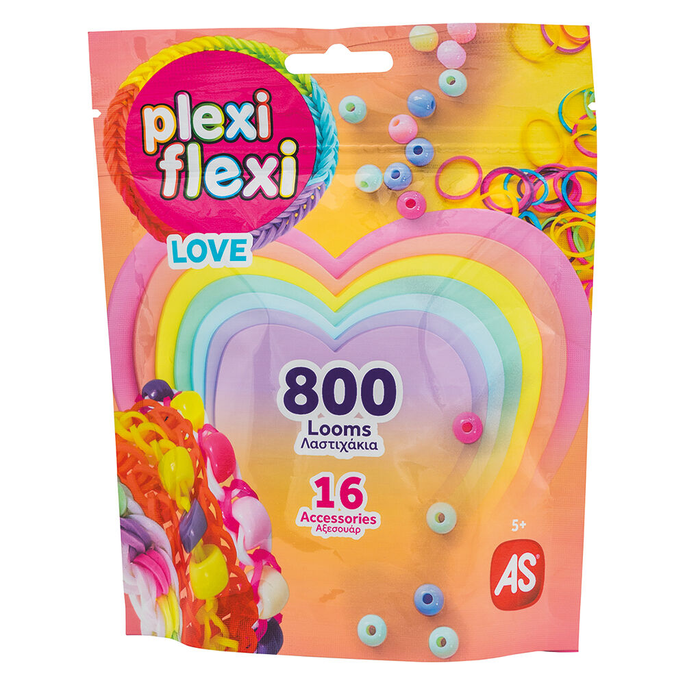 AS - Plexi Flexi Love Σακουλάκι Με 800 Λαστιχάκια & 16 Αξεσουάρ Κίτρινο 1080-25572