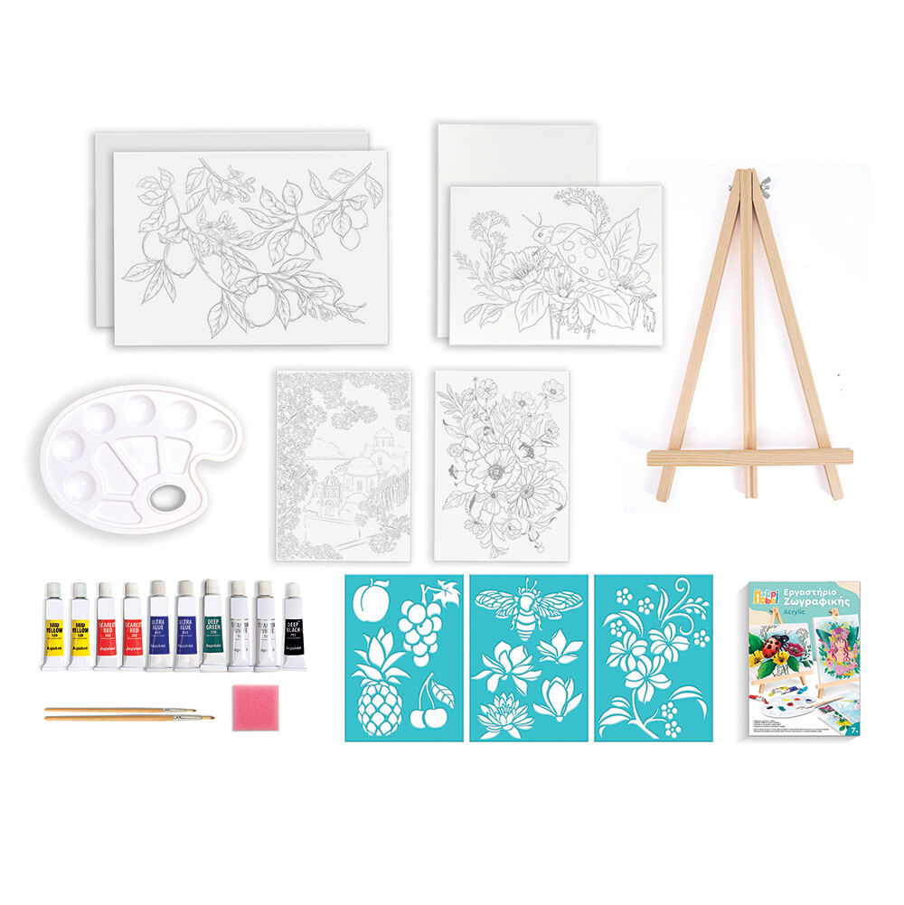 AS - HappiHobbi , Σετ Ζωγραφικής Με Ξύλινο Καβαλέτο Και Χρώματα Ακουαρέλας 1038-11042