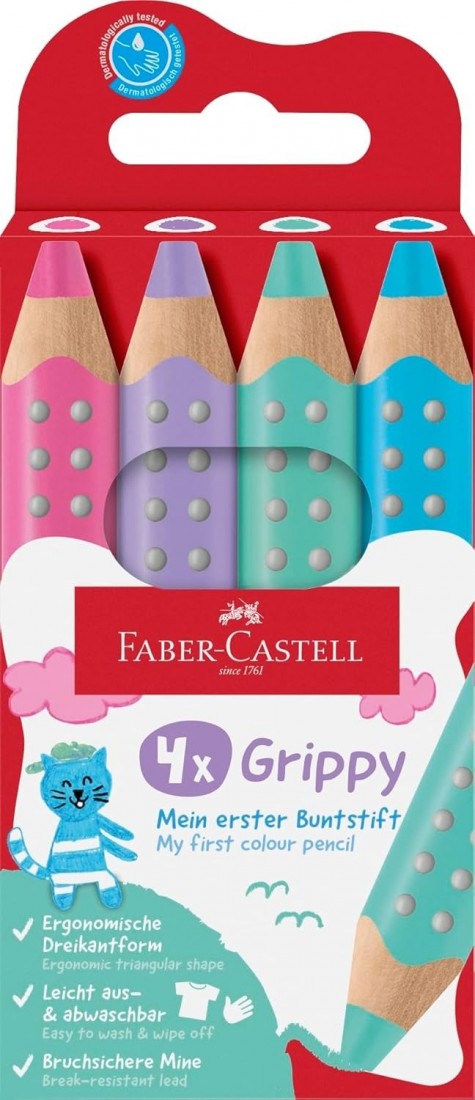 Faber Castell - Ξυλομπογιές Grippy, Pastel 4 Τμχ 110702