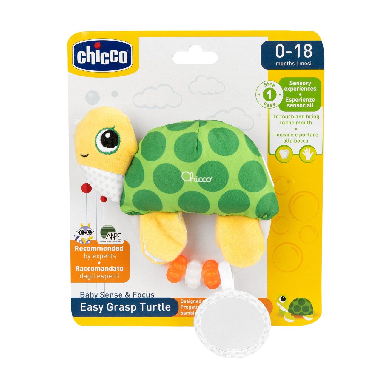 Chicco - Βρεφική Κουδουνίστρα Χελωνίτσα με Ύφασμα 11560