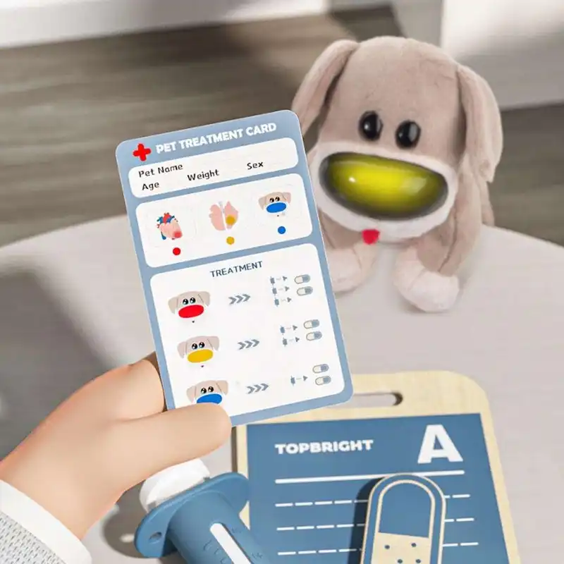 Top Bright - Care Pets Dr. Dog Λούτρινο Διαδραστικό Σκυλάκι με Ξύλινο Βαλιτσάκι Κτηνιάτρου 121170