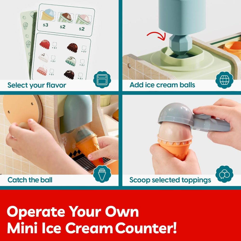 Top Bright - Montessori Ice Cream Boutique – Ξύλινο Σετ Παγωτατζίδικο 121203