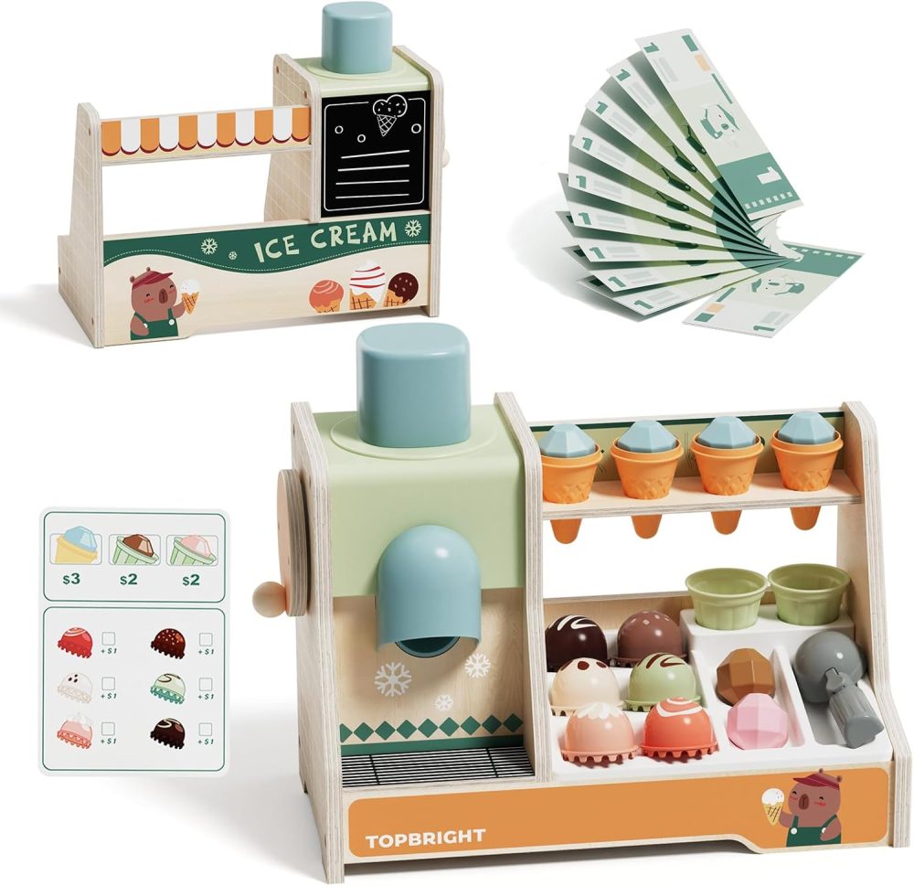 Top Bright - Montessori Ice Cream Boutique – Ξύλινο Σετ Παγωτατζίδικο 121203