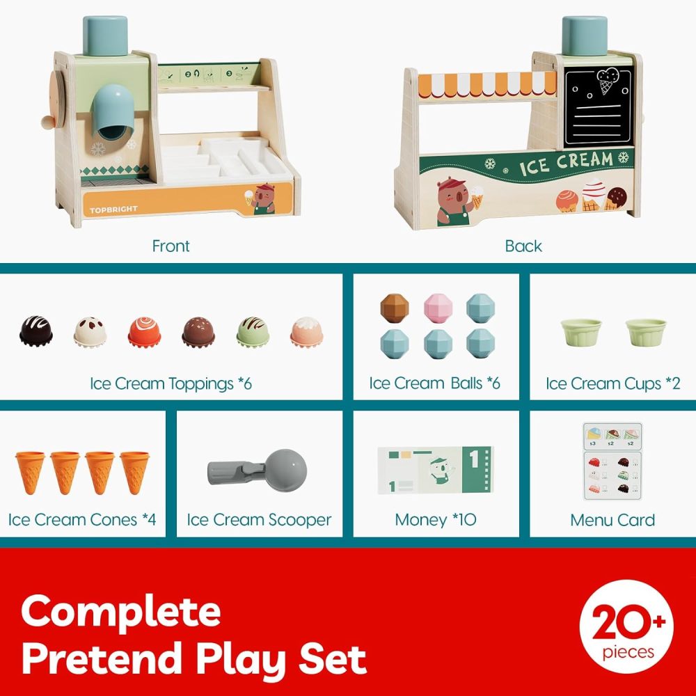 Top Bright - Montessori Ice Cream Boutique – Ξύλινο Σετ Παγωτατζίδικο 121203