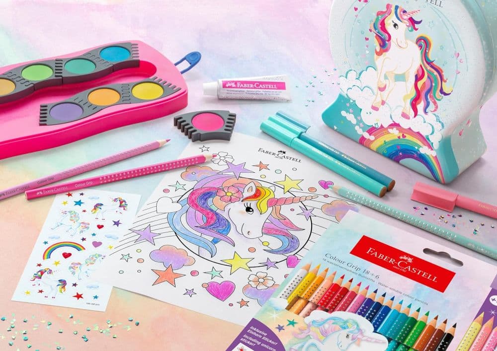 Faber Castell - Νερομπογιές Ακουαρέλας Connector Unicorn Edition 12 Χρώματα + Glitter 125002