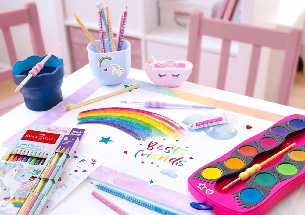 Faber Castell - Νερομπογιές Ακουαρέλας Connector Unicorn Edition 12 Χρώματα + Glitter 125002