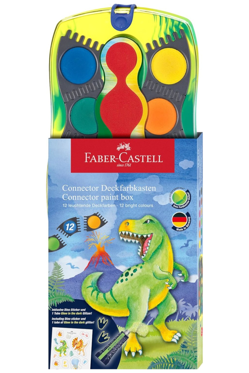 Faber Castell - Νερομπογιές Ακουαρέλας Connector Dinosaur Edition 12 Χρώματα + Glitter 125013 Faber Castell - Νερομπογιές Ακουαρέλας Connector Dinosaur Edition 12 Χρώματα + Glitter 125013