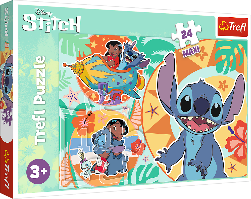 Trefl - Puzzle Maxi, Happy day of Lilo and Stitch 24 Pcs 14365