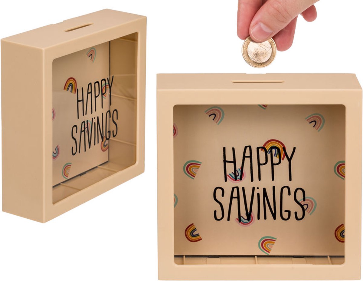 Out Of The Blue - Κουμπαράς Ξύλινος Κορνίζα "Happy Savings" 15.5x15x5εκ 144409