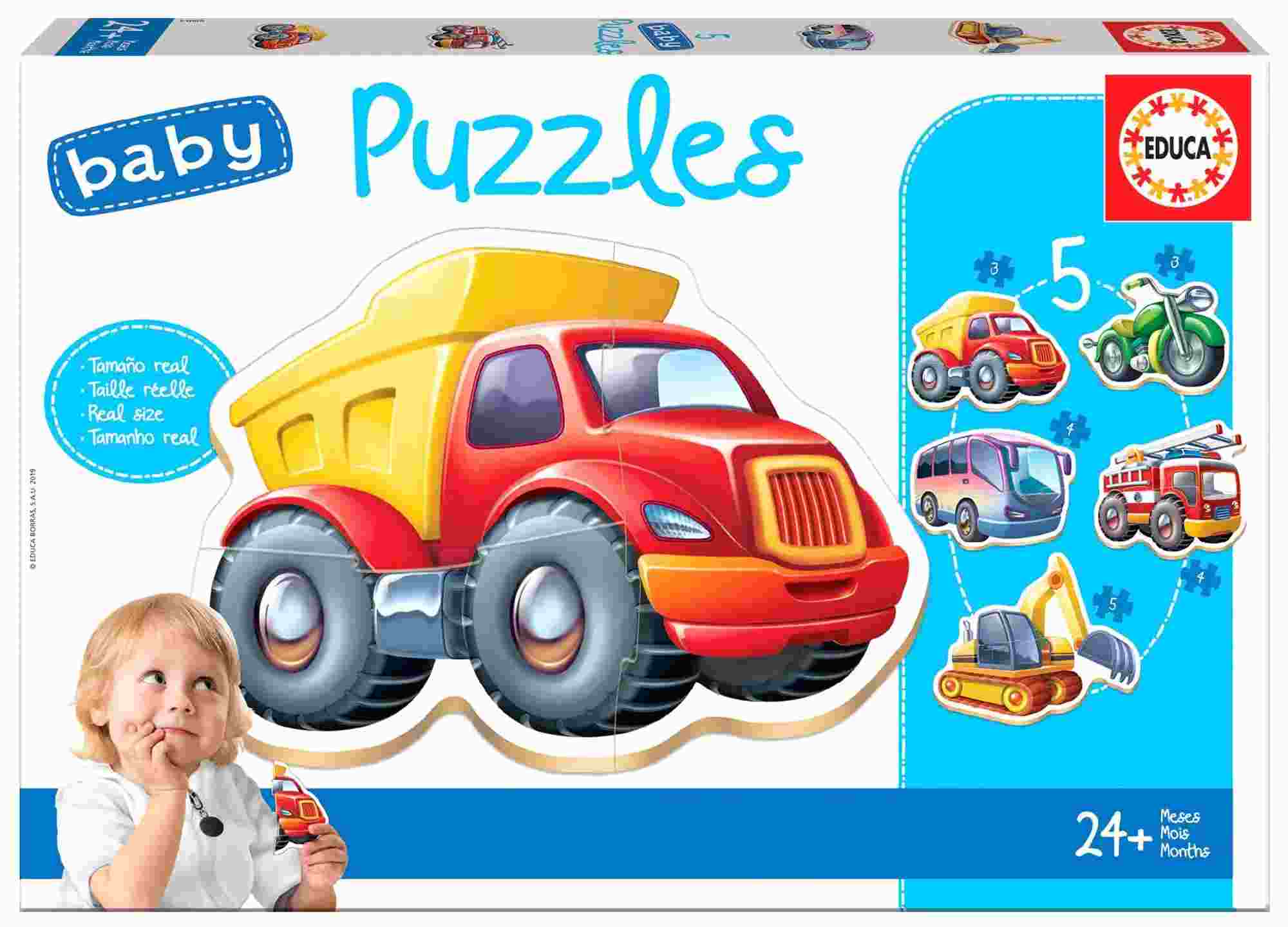 Educa - 5 In 1 Puzzle Baby, Transport 3/3/4/4/5 Pcs 14866