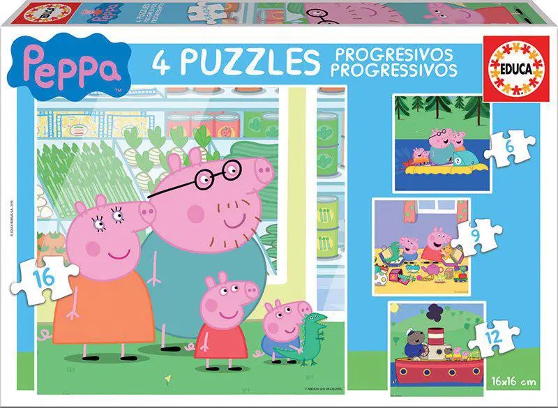 Educa - 4 In 1 Puzzle Peppa Pig 6/9/12/16 Pcs 15918 Educa - 4 In 1 Puzzle Peppa Pig 6/9/12/16 Pcs 15918