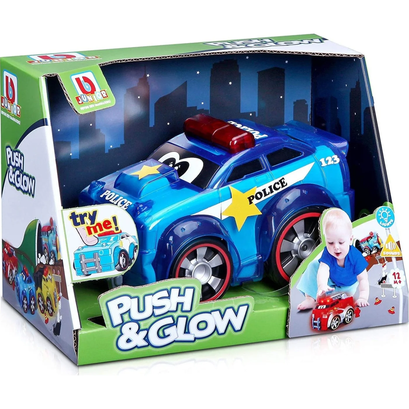 Bburago - Αυτοκινητάκι Push & Glow Police Car 16-89004