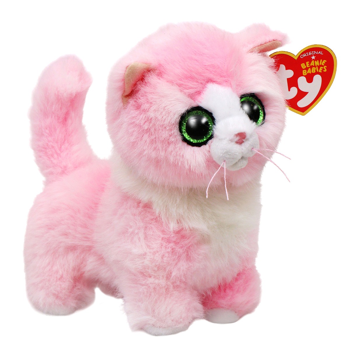 TY - Beanie Boos , Χνουδωτό Γατούλα Ροζ με Λευκό 15εκ 1607-37409