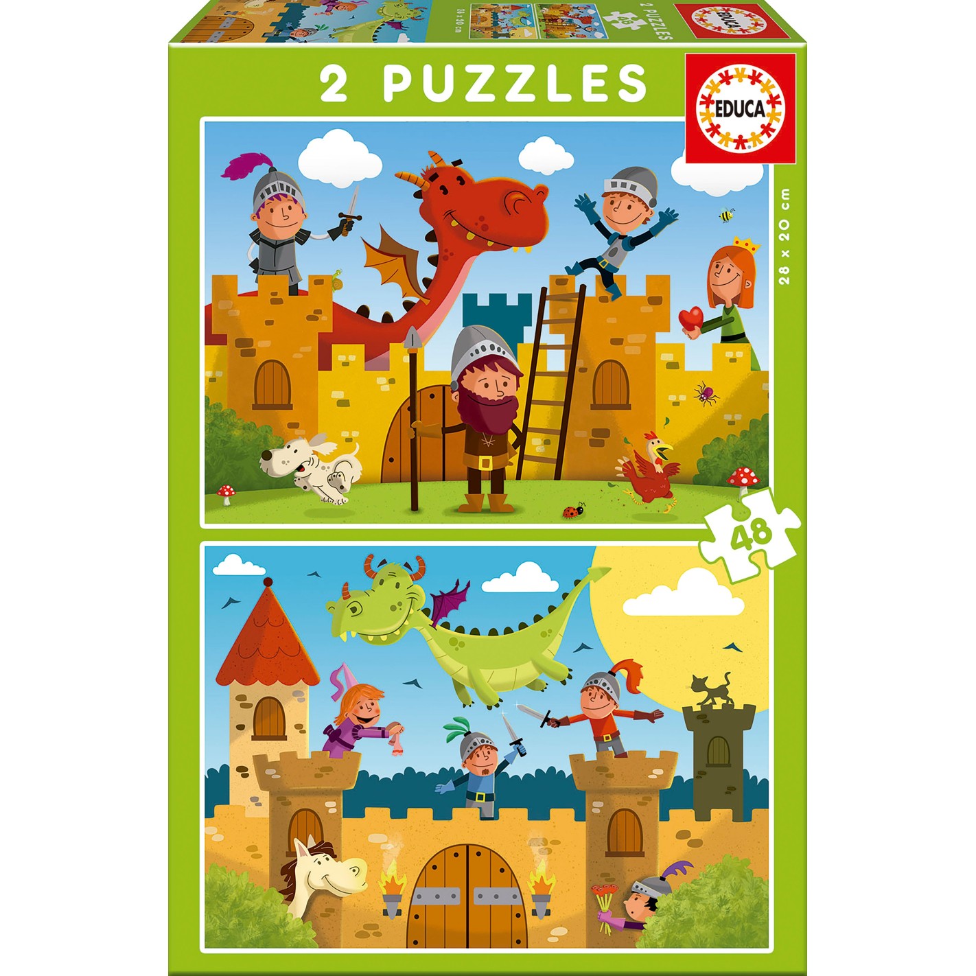 Educa - 2 In 1 Puzzle, Dragons And Knights 48/48 Pcs 17151