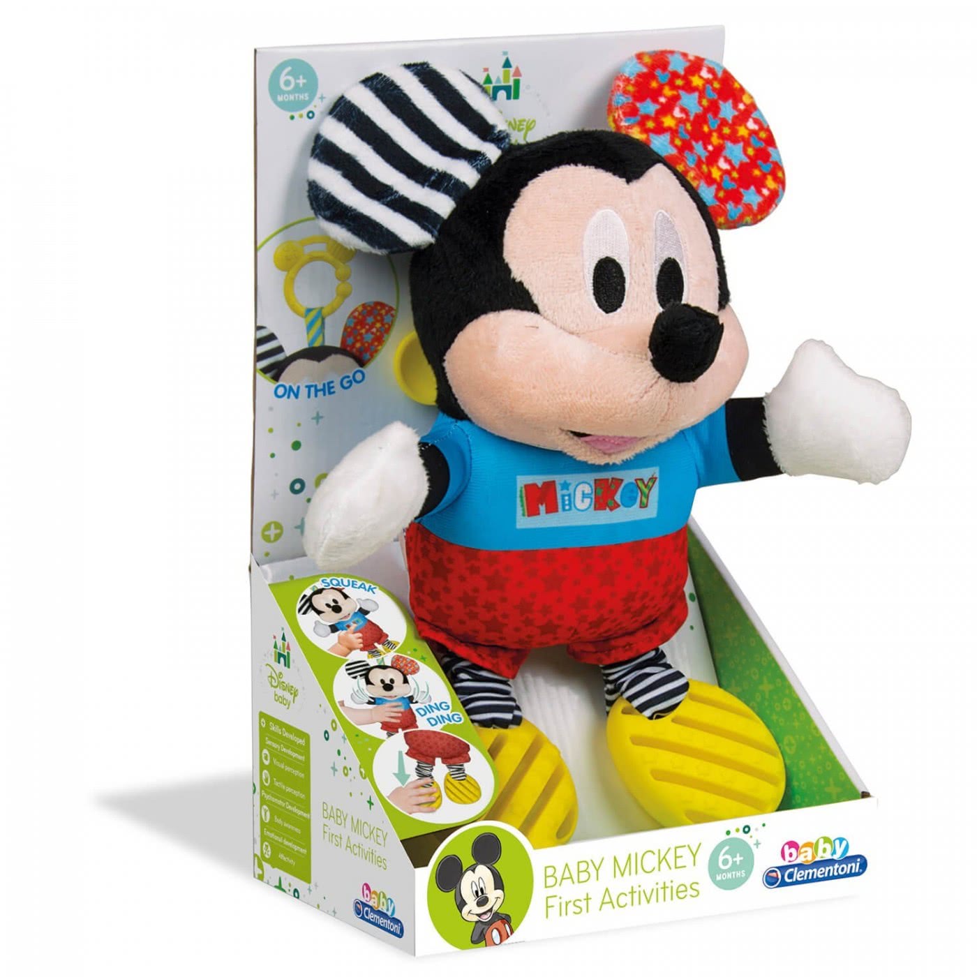 Clementoni - Βρεφικό Παιχνίδι Disney Baby Mickey Χνουδωτό-Κουδουνίστρα 1000-17165