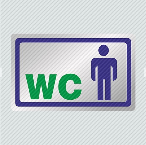 InfoSign - Αυτοκόλλητο PVC Ασημί 11.5x7, Τουαλέτα Ανδρών / WC Men 17492