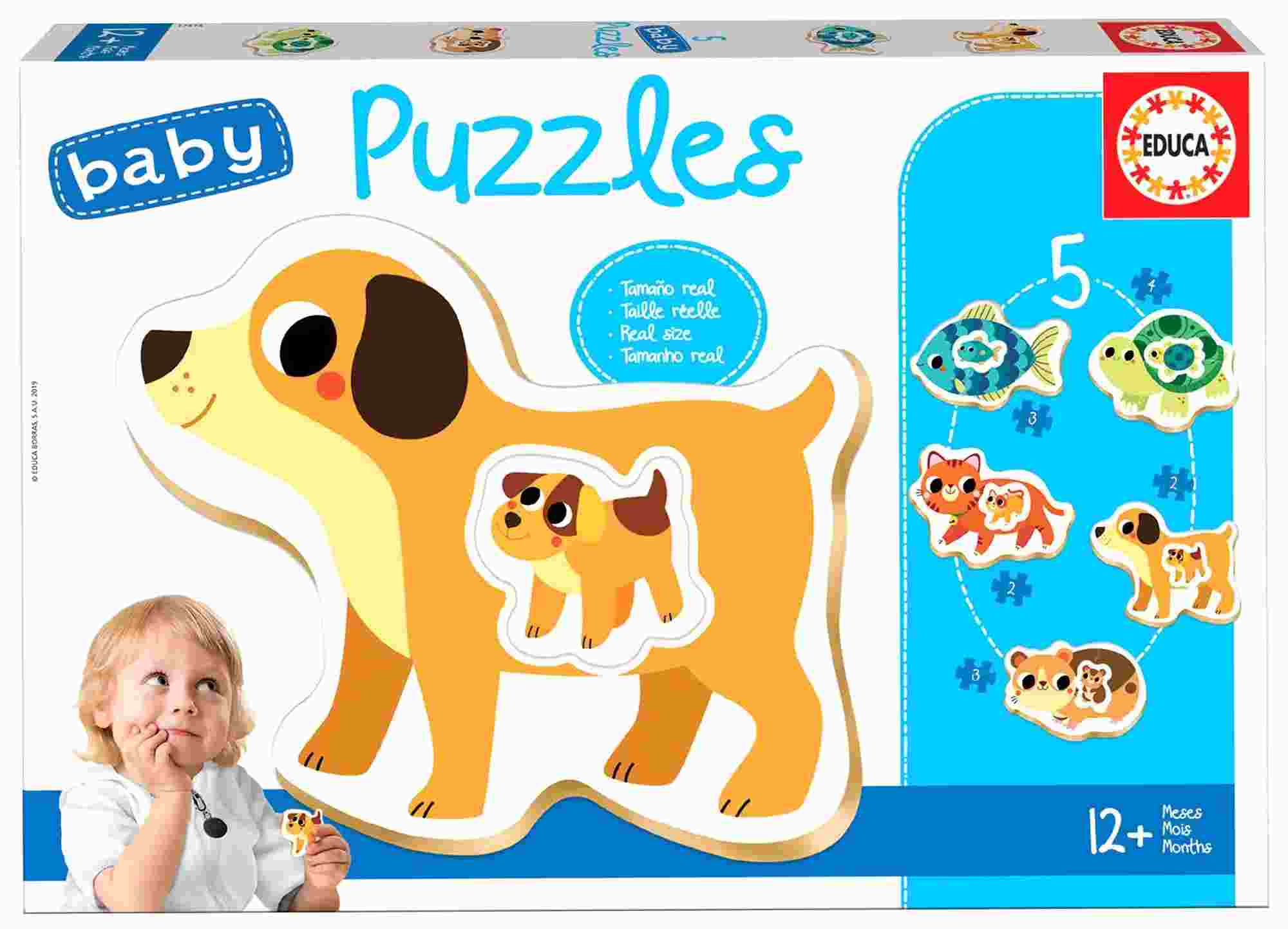Educa - 5 In 1 Puzzle Baby, Animals Pets 2/2/3/3/4 Pcs 17573