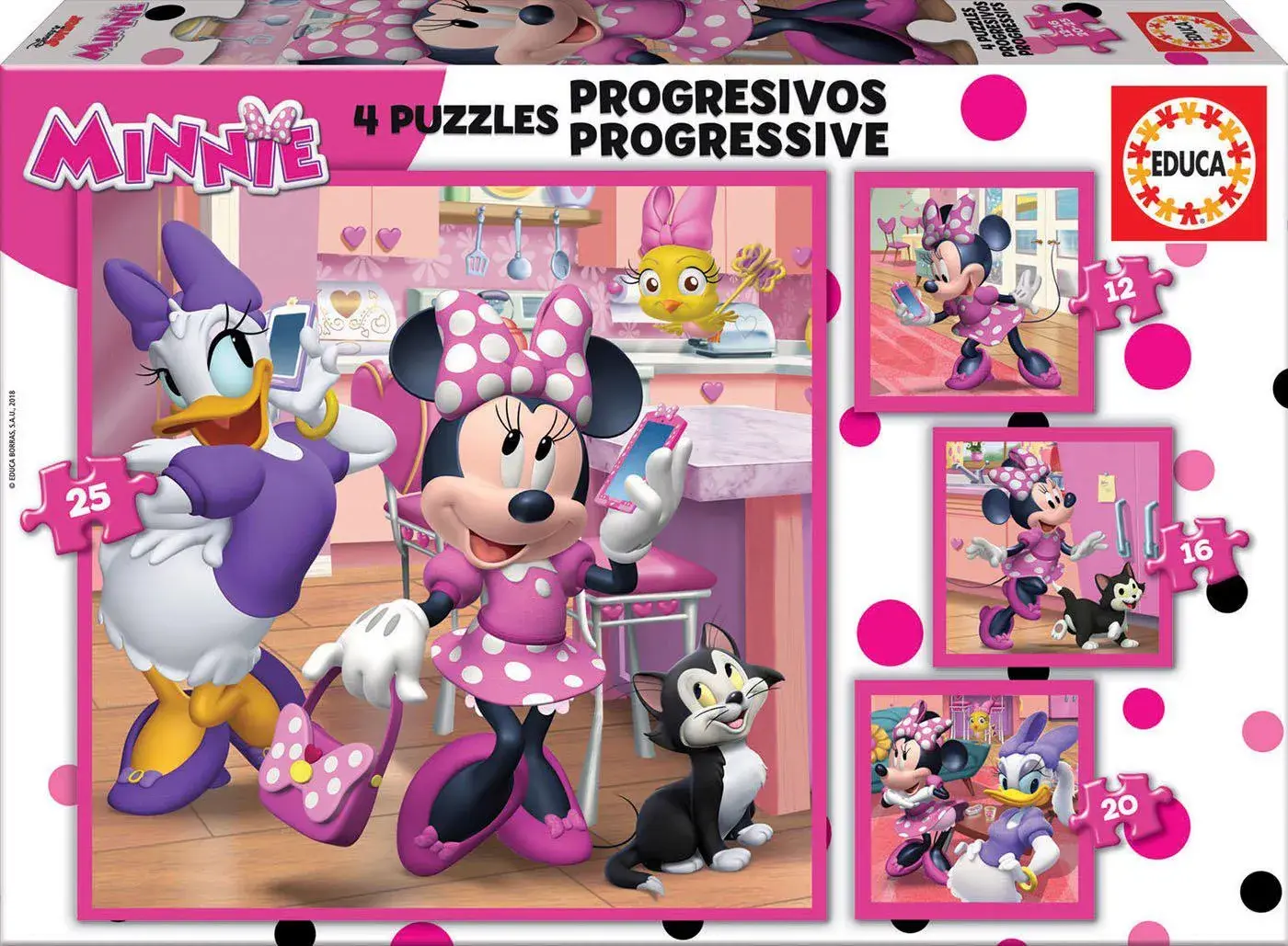 Educa - 4 In 1 Puzzle Minnie Happy Helper 12/16/20/25 Pcs 17630
