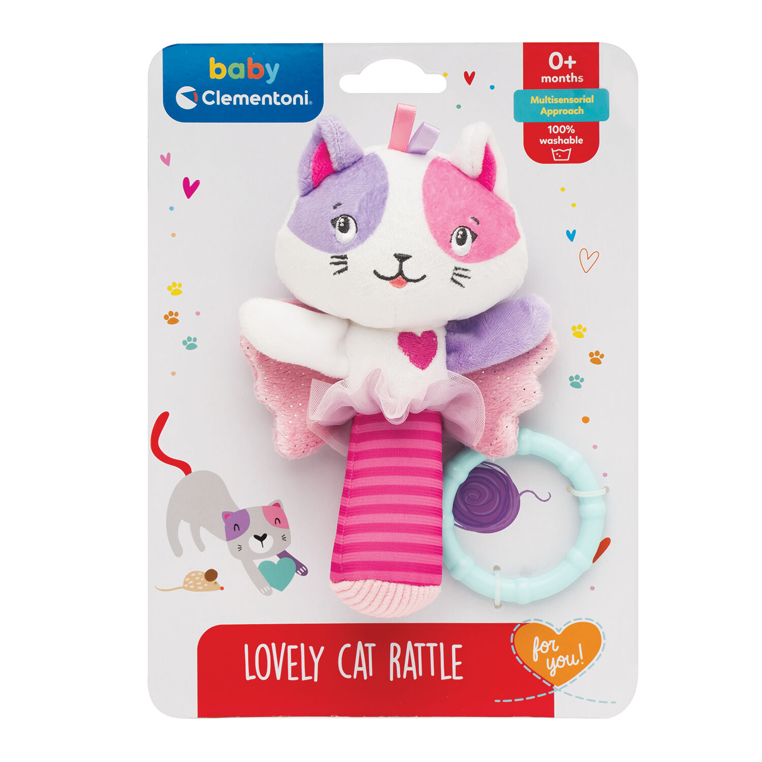 Clementoni - Βρεφικό Παιχνίδι Κουδουνίστρα Μαλακή Γατούλα 17784