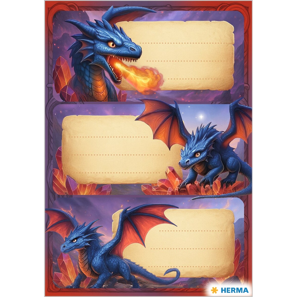 Herma - Ετικέτες Αυτοκόλλητες Τετραδίων, Dragons 9 Τμχ 1794