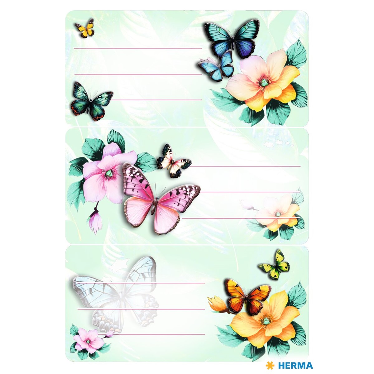 Herma - Ετικέτες Αυτοκόλλητες Τετραδίων, Butterflies 9 Τμχ 1796
